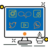 Logo de redes sociales en monitor