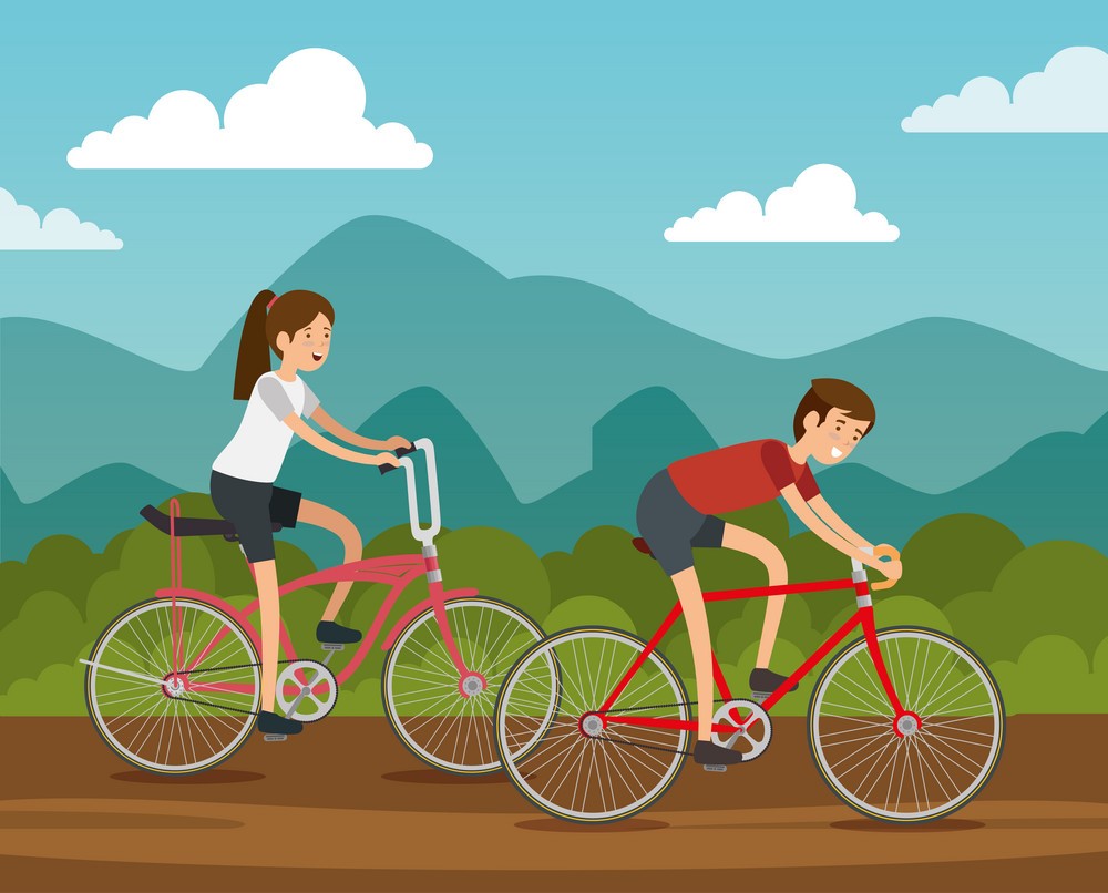 man and woman friends ride bicycle vector 23290140.c, La bicicleta como nueva forma de transporte e interacción